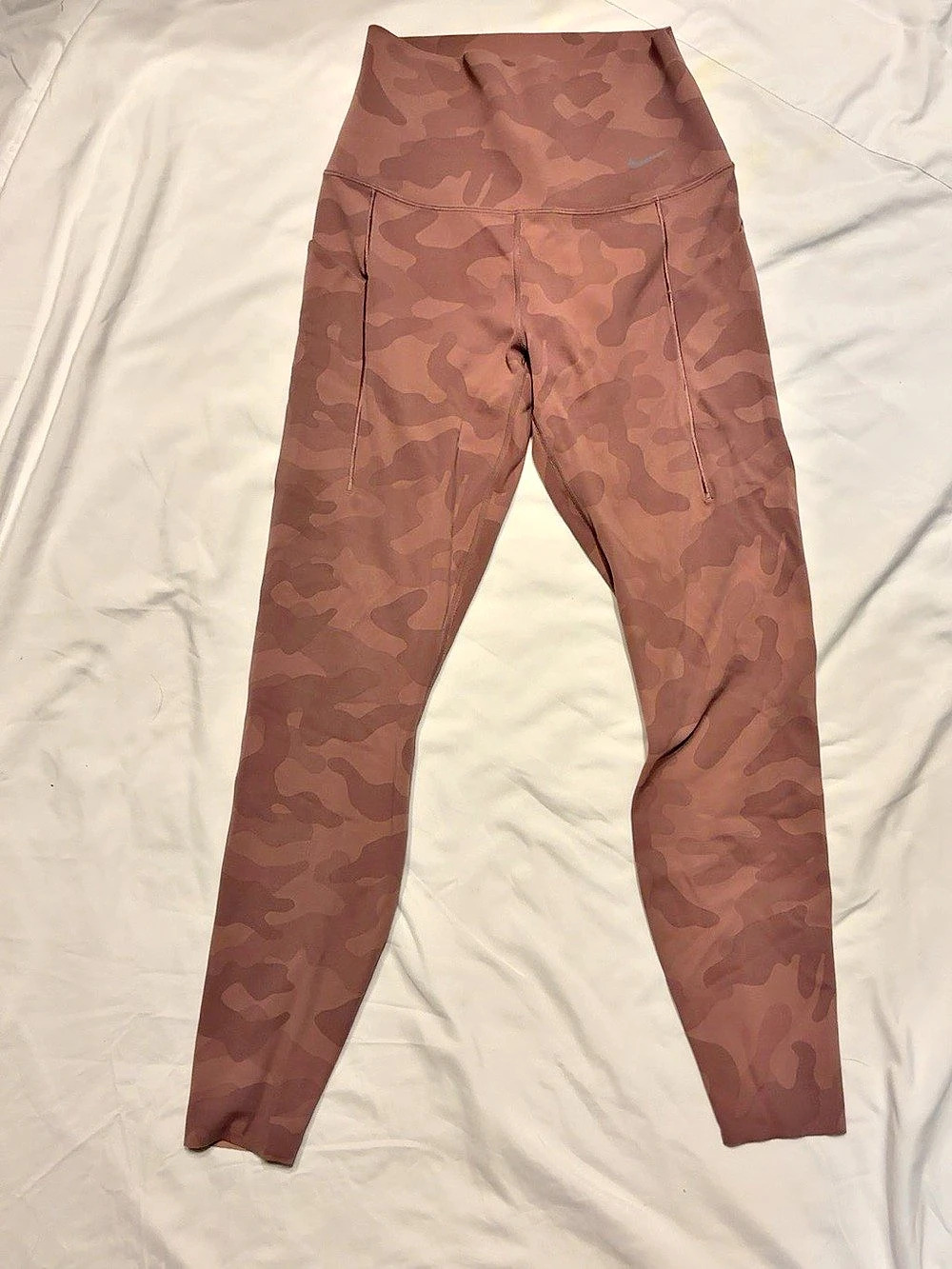Nike Dri-FIT Camo Leggings Womens Small Mauve High Rise Pocket